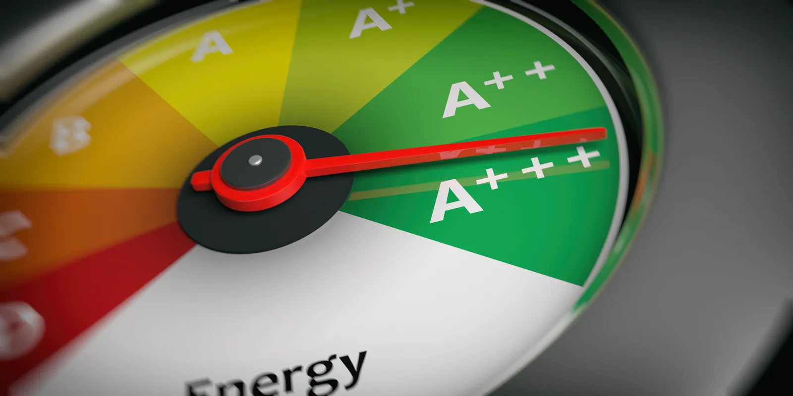 energy,efficiency,as,car,speedometer,close,up.,3d,illustration